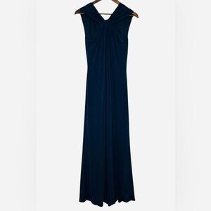 Tadashi Collection Navy Blue Twist Halter Neck Formal Evening Gown Dress szSmall